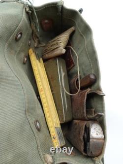 Original Swiss Army Military Electrician Mechanic Tool Bag Leather Canvas 1974