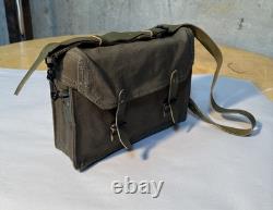 Original Vintage Army Bag Leather Strap Tote Canvas Shoulder Day Sack