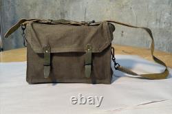Original Vintage Army Bag Leather Strap Tote Canvas Shoulder Day Sack