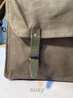 Original Vintage Army Bag Leather Strap Tote Canvas Shoulder Day Sack