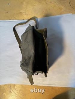 Original Vintage Army Bag Leather Strap Tote Canvas Shoulder Day Sack