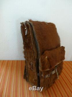 Perfect 1944 Swiss Army Cowhide Leather Backpack Rucksack Military Fur Vintage
