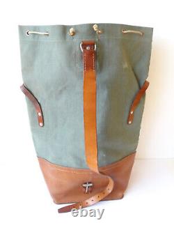 Perfect Swiss Army Military Sea bag backpack Canvas Leather Seesack 1968 Vintage