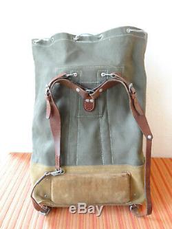 Perfect Vintage Swiss Army Military Backpack Rucksack 1966 CH Sea Canvas Leather