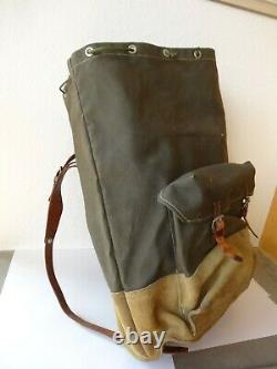 Perfect Vintage Swiss Army Military Backpack Rucksack 1972 CH Sea Canvas Leather