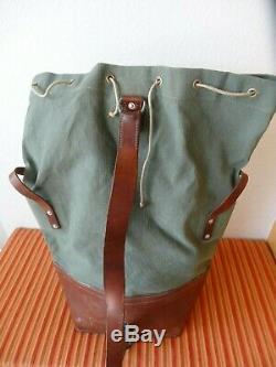 Perfect vintage Swiss Army Military Sea bag 1968 backpack Canvas Leather Seesack