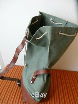 Perfect vintage Swiss Army Military Sea bag 1968 backpack Canvas Leather Seesack
