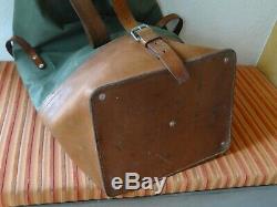 Perfect vintage Swiss Army Military Sea bag backpack Canvas Leather Seesack