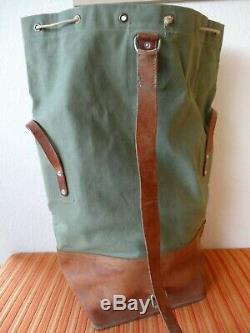 Perfect vintage Swiss Army Military Sea bag backpack Canvas Leather Seesack 1968