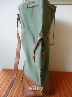 Perfect vintage Swiss Army Military Sea bag backpack Canvas Leather Seesack 1968