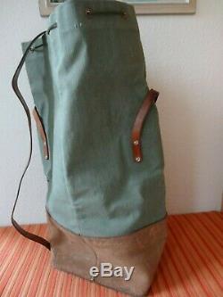 Perfect vintage Swiss Army Military Sea bag backpack Canvas Leather Seesack 1975