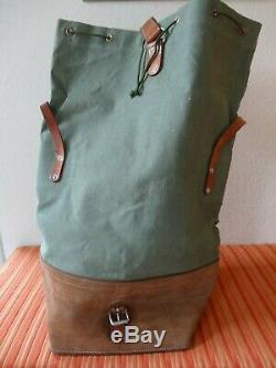 Perfect vintage Swiss Army Military Sea bag backpack Canvas Leather Seesack 1975