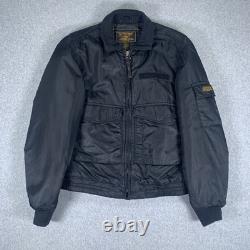 Polo Jeans Co Bomber Jacket Mens Small Black Military Surplus Flight Coat