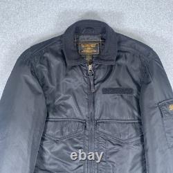 Polo Jeans Co Bomber Jacket Mens Small Black Military Surplus Flight Coat