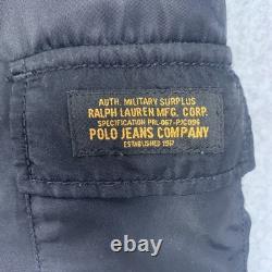 Polo Jeans Co Bomber Jacket Mens Small Black Military Surplus Flight Coat