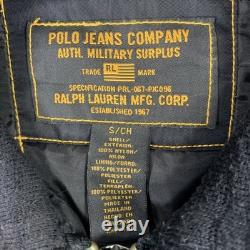 Polo Jeans Co Bomber Jacket Mens Small Black Military Surplus Flight Coat