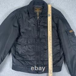 Polo Jeans Co Bomber Jacket Mens Small Black Military Surplus Flight Coat