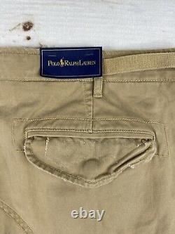 Polo Ralph Lauren Cargo Pants Mens 48B-32 Khaki Distressed Utility Surplus NWT