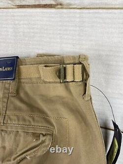 Polo Ralph Lauren Cargo Pants Mens 48B-32 Khaki Distressed Utility Surplus NWT