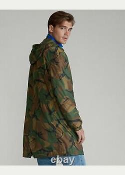 Polo Ralph Lauren Men Hooded Military Army Surplus Camo Marsh Rain Coat Jacket