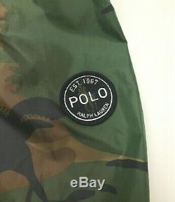 Polo Ralph Lauren Men Hooded Military Army Surplus Camo Marsh Rain Coat Jacket