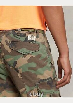 Polo Ralph Lauren Men Slim Fit Military Camo Combat Surplus Canvas Cargo Pants