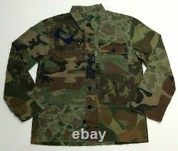 Polo Ralph Lauren Patchwork Military Army Camo Distressed Fatigue Shirt Jacket