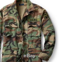 Polo Ralph Lauren Vtg Retro Military Army Camo Surplus Soldier Camp Shirt Jacket