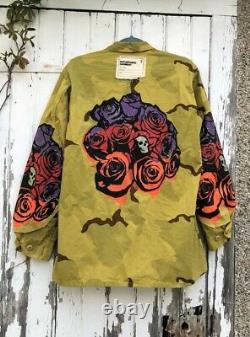 R13 Camo Overdyed Surplus Rosy Skull Jacket S Repurposed Oversized NEW Army