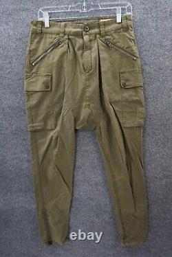 R13 Surplus Cargo Pants Mens Medium Army Olive Green Zip Tapered Ankles Pockets