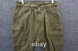 R13 Surplus Cargo Pants Mens Medium Army Olive Green Zip Tapered Ankles Pockets