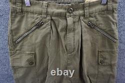 R13 Surplus Cargo Pants Mens Medium Army Olive Green Zip Tapered Ankles Pockets