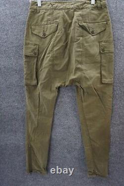 R13 Surplus Cargo Pants Mens Medium Army Olive Green Zip Tapered Ankles Pockets