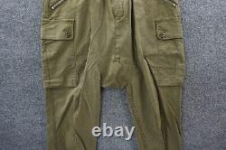 R13 Surplus Cargo Pants Mens Medium Army Olive Green Zip Tapered Ankles Pockets