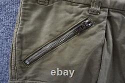 R13 Surplus Cargo Pants Mens Medium Army Olive Green Zip Tapered Ankles Pockets