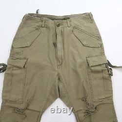 R13 Womens Surplus Shredded Cargo Pants in Olive Size 32 Green Army Military