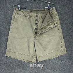 RRL Double RL Herringbone Twill Shorts Mens 30 Green Military Surplus 13 star