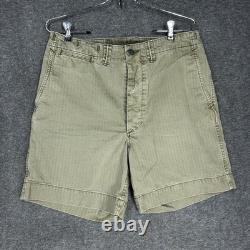 RRL Double RL Herringbone Twill Shorts Mens 30 Green Military Surplus 13 star