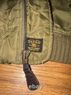 Ralph Lauren Polo Jeans Co. Military Surplus Army Green Bomber Jacket Coat L Y2K