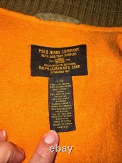Ralph Lauren Polo Jeans Co. Military Surplus Army Green Bomber Jacket Coat L Y2K