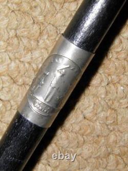 Rare Military'Two Bears And Man 479141' Swagger Stick With Silver Top & Collar