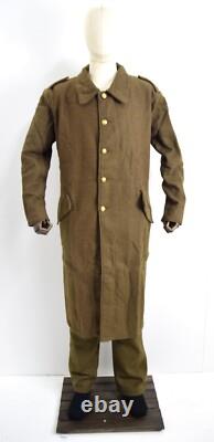 Repro British Army WW1 WW2 Trench Coat Long Wool Jacket Military Greatcoat