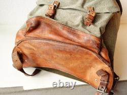 Retro Swiss Army Military Backpack Rucksack 1968 Canvas Salt & Pepper Grey Brown