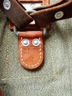 Retro Swiss Army Military Backpack Rucksack 1968 Canvas Salt & Pepper Grey Brown