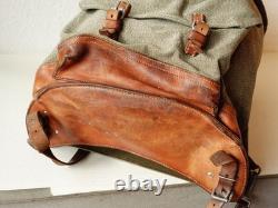 Retro Swiss Army Military Backpack Rucksack 1968 Canvas Salt & Pepper Grey Brown