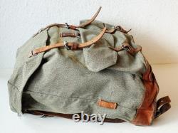 Retro Swiss Army Military Backpack Rucksack 1968 Canvas Salt & Pepper Grey Brown