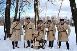 Russian Officer Winter Sheepskin Coat Army USSR TULUP Bekesha Shearling Jacket