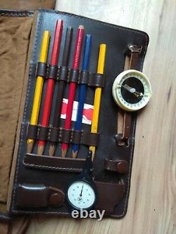 SOVIET MILITARY OFFICER TABLET BAG Army USSR Compass pencils curvilinear ruler