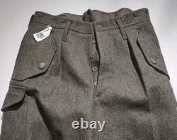 SWEDISH MILITARY Wool Cargo Pants Gray Greenish Heavy VTG NWT Army Surplus, 35 W