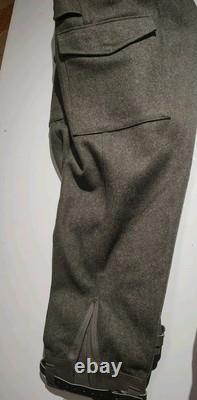 SWEDISH MILITARY Wool Cargo Pants Gray Greenish Heavy VTG NWT Army Surplus, 35 W